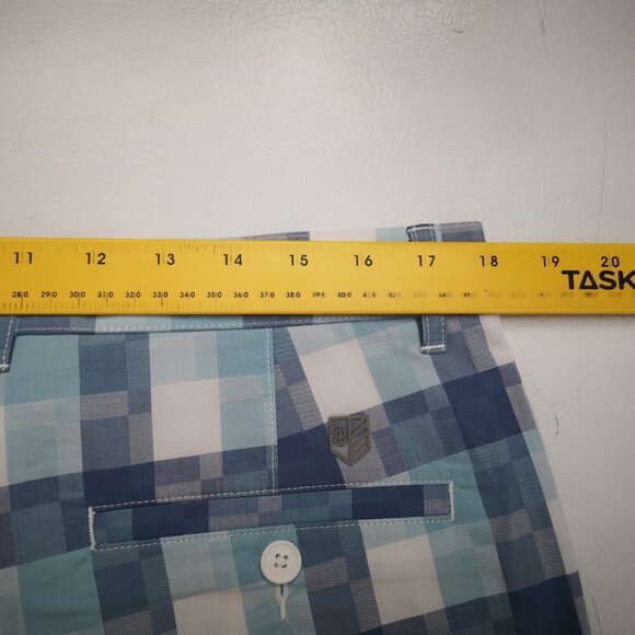 NWOT Rule 18 A Bobby Jones Brand Men's Size 36 Teal & White Plaid Golf Shorts - Picture 10 of 12